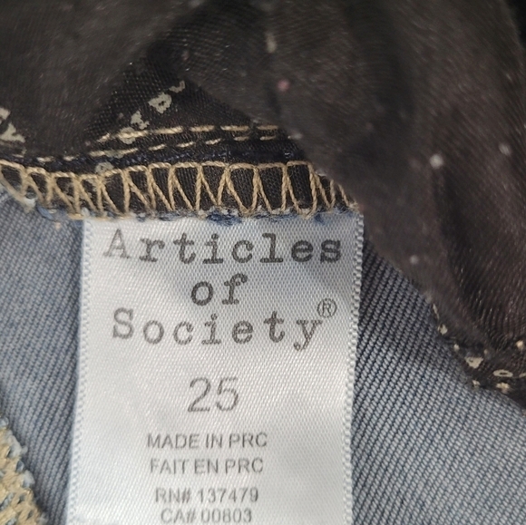 Articles of Society Low Rise Whiskered Denim Raw Hem Skinny Jeans - Size 25 - Picture 9 of 9